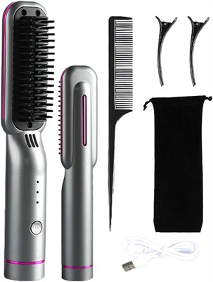 Беспроводная щетка-выпрямитель для волос NALACAL - перезаряжаемая через USB щетка-выпрямитель для волос - быстро нагревающаяся щетка с 3 температурными режимами, расческа для укладки для путешествий. 1000022275