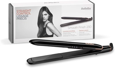 Выпрямитель для волос BaByliss Smooth Finish 230 | Титаново-керамические пластины для эффективного выпрямления | Регулируемые температурные режимы для разнообразных укладок | Результаты салонного качества в домашних условиях | ST250SDE (черный) 1000022277