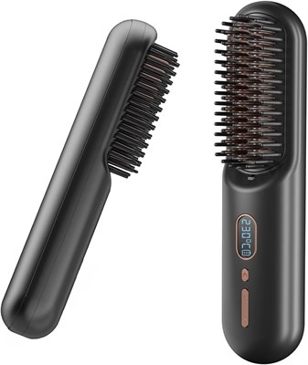 Портативный беспроводной выпрямитель для волос Angju, 2 в 1, щетка для выпрямления волос с отрицательными ионами, время работы от батареи 60 минут, терморасческа, 12 температурных режимов, защита от ожогов, 10000 мАч (почти), зарядка через USB. 1000022303