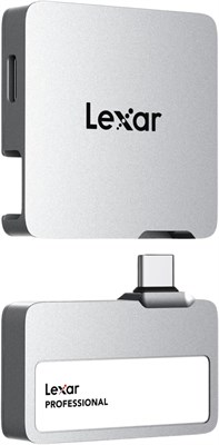 Lexar 2TB Professional Go Portable SSD с хабом, поддержка Apple ProRes, скорость чтения до 1050 МБ/с и скорость записи до 1000 МБ/с, USB 3.2 Gen 2, прочный корпус, совместимость с iPhone, ПК и Mac (серебристый) 1000022385