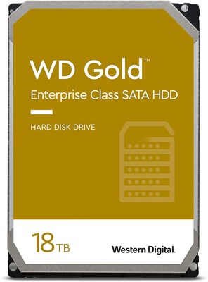 Внутренний жесткий диск Western Digital WD Gold Enterprise Class, 18 ТБ, скорость вращения 7200 об/мин, интерфейс SATA 6 Гбит/с, кэш 512 МБ, 3,5 дюйма - WD181KRYZ 1000022502