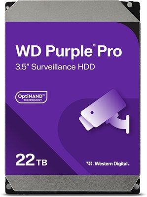 Внутренний жесткий диск Western Digital WD Purple Pro Surveillance 22 ТБ - SATA 6 Гбит/с, кэш 512 МБ, 3,5 дюйма - WD221PURP 1000022515