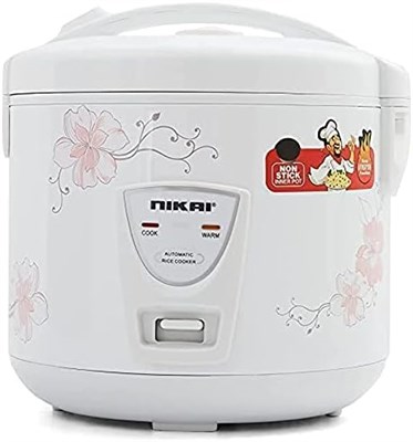 Электрическая рисоварка Nikai объемом 1,8 л, мощностью 640-762 Вт, с антипригарным покрытием из теффлона, функциями приготовления, приготовления на пару и поддержания тепла для безупречного качества блюд, съемным шнуром для удобства сервировки - NR67N3 1000022633