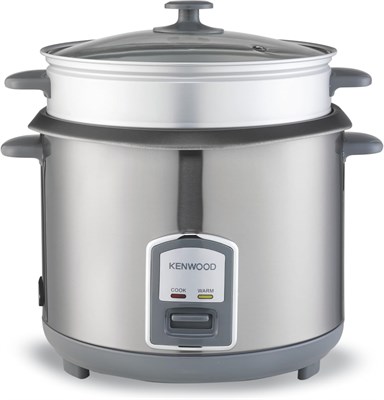 Рисоварка KENWOOD 2-в-1, 2,8 л, 16 чашек, с корзиной для приготовления на пару, антипригарной кастрюлей, крышкой из закаленного стекла, индикаторами подогрева и приготовления, держателем для лопатки, съемным шнуром питания, RCM28.000SS, серебристый 1000022704