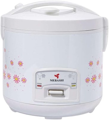 Электрическая рисоварка MEBASHI RC722 с расширенными функциями, кнопочным управлением и антипригарной внутренней кастрюлей – белая (PureCook RC722) (900 Вт) 1000022755
