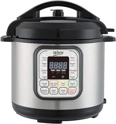 Электроскороварка Wtrtr 13 л, 1500 Вт, из нержавеющей стали, с функциями медленного приготовления, рисоварки, йогуртницы, кондитерского мешка, пароварки и подогрева, серебристого цвета. Идеально подходит для больших семей (13 л). 1000022777