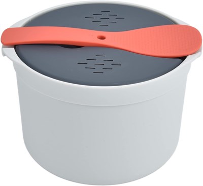 Рисоварка для микроволновой печи, 2-литровая кастрюля для приготовления пасты, пищевая посуда для микроволновой печи, скороварка для микроволновой печи, ложка, сито, крышка (оранжевая). 1000022794