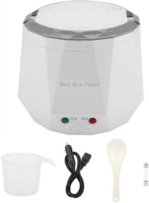 Портативная электрическая рисоварка 24 В, автомобильный ланч-бокс из нержавеющей стали, термосумка для ланча, подогреватель еды для грузовика, 1,3 л (белый) 1000022806