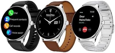 Тонкие смарт-часы HainoTeko, устойчивые к воде, предназначены для мужчин и мальчиков. В комплекте идет 3 пары ремешков цвета серебро 1000023001