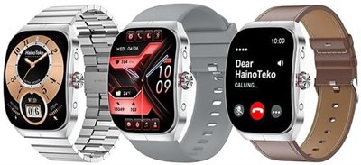 HainoTeko Germany представляет Haino Teko-7 - водонепроницаемые умные часы с изогнутым AMOLED-дисплеем, комплектующиеся 3 парами ремешков и беспроводным зарядным телефоном (цвет - серебристый) 1000023036