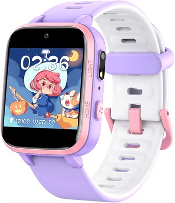 Смарт-часы для детей ZONEY с множеством функций - выключателем, игровым и музыкальным плеером, видеочасы с 16 играми, фонариком, будильником и шагомером. Отличный подарок на день рождения как для мальчиков, так и для девочек, цвет - фиолетовый 1000023045