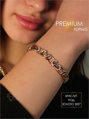 Браслет Xuping для женщин, изготовленный из бижутерного сплава, украшенный стразами и покрытый золотистым оттенком 1000023094
