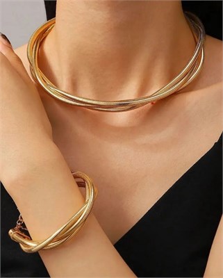 Набор из плетеного колье и браслета 1000023102