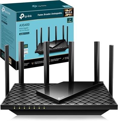 Маршрутизатор TP-Link AX5400 Мбит/с Multi-Gigabit Wi-Fi 6, поддержка OneMesh™/VPN, порт USB 3.0, двухъядерный процессор 1 ГГц, TP-Link HomeShield, идеально подходит для игр Xbox/PS4/8K Steam, подключение и использование без установки драйверов (Archer AX7 1000023896