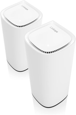 Linksys Velop Pro WiFi 6E Tri-Band Mesh System MX6202-KE — Когнитивный Mesh-маршрутизатор с доступом к диапазону 6 ГГц и истинной гигабитной скоростью 5,4 Гбит/с — Покрытие всего дома до 6000 кв. футов и до 200 устройств — Комплект из 2 штук 1000023919