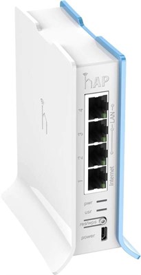 Точка доступа Mikrotik hAP lite TC Home Access Point 2,4 ГГц с двумя каналами, 4 портами Ethernet и блоком питания USB в корпусе типа Tower. 1000023934