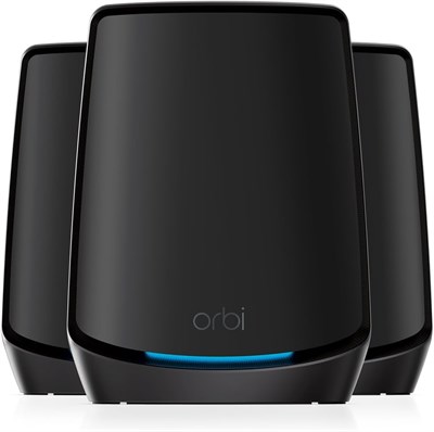 Netgear Orbi Whole Home Tri-Band Mesh WiFi 6 Router RBK863SB с 3 сателлитами, площадь покрытия до 8000 кв. футов, AX6000, скорость до 6 Гбит/с, порт 10 Гбит/с, 1-летняя гарантия NETGEAR Armor - черный 1000023944