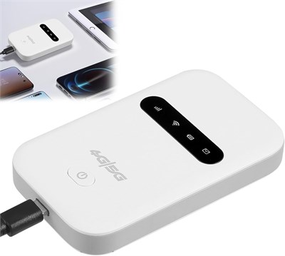 Портативный Wi-Fi 4G роутер для путешествий, сверхбыстрый интернет-хотспот 300 Мбит/с, аккумулятор 3000 мАч, карманный 4G LTE Wi-Fi роутер для до 10 пользователей, идеально подходит для путешествий, телефона, ноутбука, компьютера (белый) 1000023946