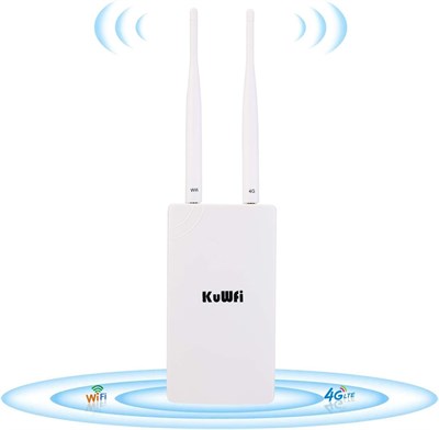 KuWFi Уличный 4G LTE CPE роутер со слотом для SIM-карты, 150 Мбит/с, беспроводной Wi-Fi точка доступа CAT4, 2 антенны, беспроводная точка доступа Wi-Fi, совместимая с IP-камерами du/Etisalat 1000023947