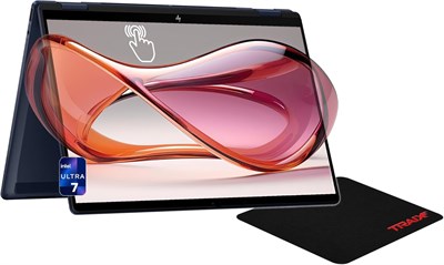 HP OmniBook X Flip 2-in-1 Copilot+ is a convertible laptop with an Intel Ultra 7-256V processor, 16 GB of LPDDR5x RAM, a 1 TB PCIe SSD, a 14-inch 2K (1920x1200) touchscreen, Intel Arc 140V graphics, backlit keyboard, Windows 11 Home, and comes in Atmosphe 1000024451