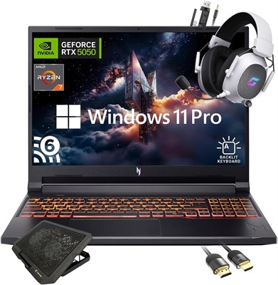 Ноутбук для игр Acer Nitro V с экраном 16 дюймов разрешением WUXGA, процессором AMD Ryzen 7 2600 8-ядерным, видеокартой NVIDIA GeForce RTX 5050, экраном WUXGA 180 Гц IPS, 32 ГБ оперативной памяти, 2 ТБ SSD, поддержкой Wi-Fi 6, клавиатурой с подсветкой, ох 1000024457