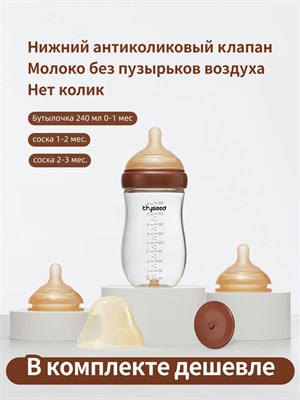Бутылочка от коликов на 240 мл с соской для возраста от 0 до 1 месяца и соской для возраста от 1 до 2 месяцев 1000026165