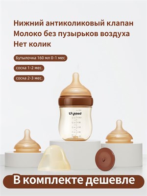 Бутылочка против колик (PPSU) объемом 160 мл, подходит для детей от 0 до 1 месяца, в комплекте идет соска размером 1-2 и 2-3 1000026181