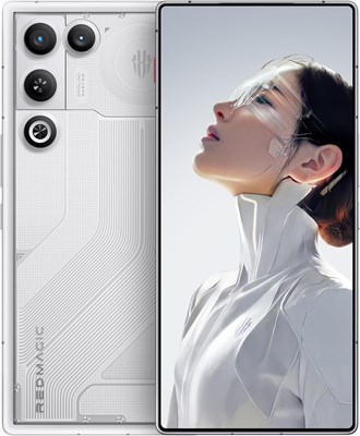 Белый телефон REDMAGIC 11 Air с игровыми возможностями имеет 144 Гц OLED-экран, работает на Android с поддержкой 5G, имеет 16 ГБ оперативной памяти и 512 ГБ встроенной памяти, оснащен процессором Snapdragon 8 Elite. Телефон имеет 6,85-дюймовый экран с раз 1000027006
