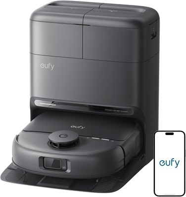 Робот-пылесос и швабра eufy C28, мощность всасывания 15 000 Па, роликовая швабра Always-Clean с системой HydroJet™ 270 об/мин, конструкция, предотвращающая запутывание шерсти животных, автоматическая мойка и сушка швабры, самоопорожнение и наполнение. 1000027901