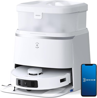 Робот-пылесос ECOVACS DEEBOT T30 PRO OMNI с функцией влажной уборки, технологией TrueEdge Mopping, щеткой, предотвращающей запутывание, мощностью всасывания 11 000 Па, функцией подачи горячей воды и интеллектуальной системой повторного мытья, серебристый. 1000027939