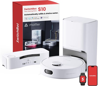 Робот-пылесос и швабра SwitchBot S10 с двумя станциями, функцией самоопорожнения и самонаполнения резервуара, автоматической мойкой и сушкой швабры, подъемной шваброй, мощностью всасывания 6500 Па, самоопорожнением в течение 70 дней, уборкой без участия р 1000027966