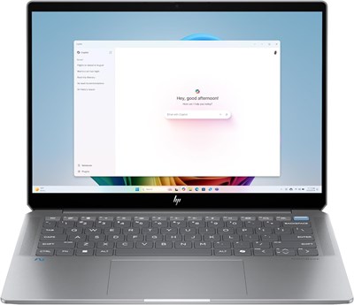 Ноутбук HP OmniBook Ultra с 14-дюймовым сенсорным экраном разрешением 2.2K, модель 2025 года. Он оснащен 32 ГБ оперативной памяти и 1 ТБ SSD, установлена операционная система Windows 11. Цвет корпуса - серебристый. Этот ноутбук автономный, модель 14-FD000 1000028127