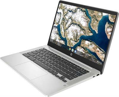 Восстановленный Хромбук HP с диагональю экрана 14 дюймов, 4 гигабайта оперативной памяти LPDDR4, 64 гигабайта флэш-памяти eMMC, процессор Intel Pentium N5030, графика Intel UHD Graphics 605, операционная система Chrome OS, цвет корпуса - серебристый 1000028399