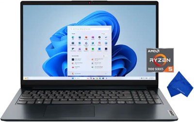 Ноутбук Lenovo IdeaPad 1 15,6" FHD - AMD Ryzen 5 7520U, 8 ГБ ОЗУ, 256 ГБ SSD, Windows 11, более новая модель (с салфеткой из микрофибры) - Цвет: Abyss Blue (82VG00WXUS) 1000028415