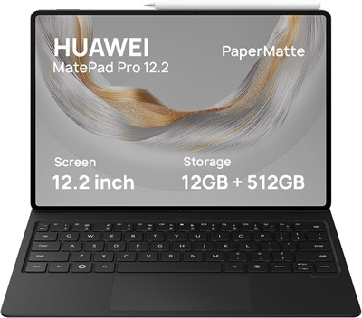 Планшет HUAWEI MatePad Pro 12,2 дюйма PaperMatte Tendem OLED, 12 ГБ + 512 ГБ Wi-Fi, в комплекте клавиатура + стилус M-Pencil 3-го поколения, бесплатные подарки, пожизненная бесплатная подписка на WPS Office + 3 месяца Huawei Care+, черный 1000028502
