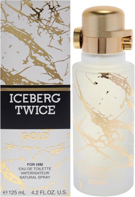ICEBERG Twice Gold - 125 мл туалетная вода, роскошный мужской парфюм с древесными и бархатистыми нотами, элегантный цилиндрический флакон с эффектом мрамора, для мужчин, любящих насыщенную жизнь 1000029833