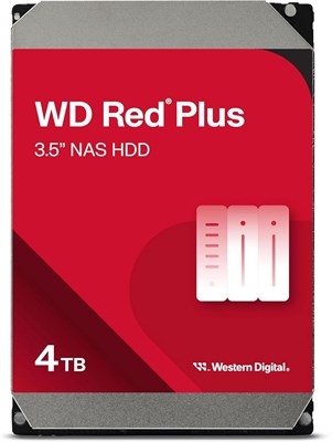 Внутренний жесткий диск Western Digital WD RedPlus 4 ТБ CMR 3,5 дюйма SATA с кэшем 128 МБ 5400 об/мин, совместимый с NAS, модель WD40EFZZ-AJP Eco Package 1000030032