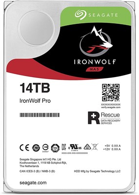 Внутренний жесткий диск Seagate IronWolf Pro 14 ТБ для NAS-сервера с RAID-массивом — 7200 об/мин, SATA 6 Гбит/с, 3,5 дюйма (ST14000NE0008) 1000030037