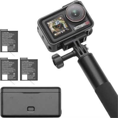 DJI Osmo Action 5 Pro Adventure Combo, экшн-камера, 40-мегапиксельная камера, 4K/120 кадров в секунду, сенсор 1/1.3, два сенсорных OLED-экрана, встроенная память 47 ГБ, версия для ОАЭ, официальная гарантийная поддержка 1000030048