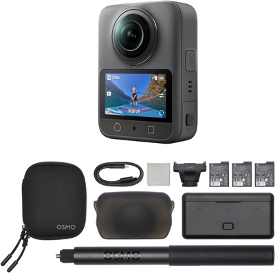 Комплект DJI Osmo 360 Adventure Combo: 360-градусная камера с 1-дюймовым экраном, увеличенное время автономной работы благодаря трем батареям, видео 8K 360°, видео 4K/120fps и ускоренное видео 170°, версия для ОАЭ с официальной гарантией 1000030050