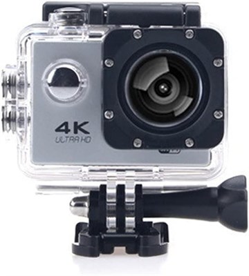 Экшн-камера 4K Ultra HD, 30 кадров в секунду, стабилизация изображения EIS, водонепроницаемость до 30 м, пульт дистанционного управления и водонепроницаемый чехол, ЖК-экран, поддержка Wi-Fi и широкоугольный объектив 170 градусов (серебристый) 1000030152