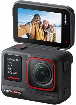 Insta360 Ace Pro — водонепроницаемая экшн-камера, флагманский 1/1,3-дюймовый сенсор и шумоподавление с помощью ИИ, 4K 120 кадров в секунду, поворотный 2,4-дюймовый экран и расширенные функции ИИ 1000030220