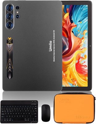10,1-дюймовый смарт-планшет Umiio S26 Ultra с поддержкой 5G WiFi, Android 15 | Две SIM-карты | Камера 13+16 МП | HD-дисплей | Беспроводная клавиатура и мышь | Стилус и сумка для переноски (серый) 1000030908