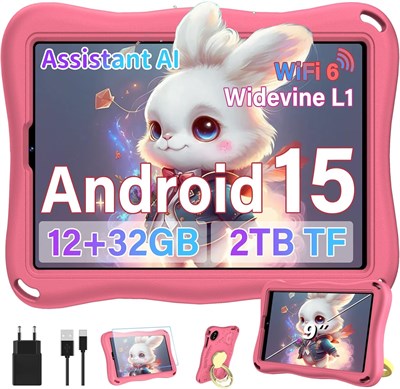 Детский планшет Android 15 9 дюймов, 2026 год, 32 ГБ ПЗУ + 2 ТБ TF, Wi-Fi 5G, восьмиядерный процессор, Widevine L1, родительский контроль, аккумулятор 5000 мАч, разрешение 1340*800, совместимость с Bluetooth 5.0, цвет Eva - розовый. 1000030944