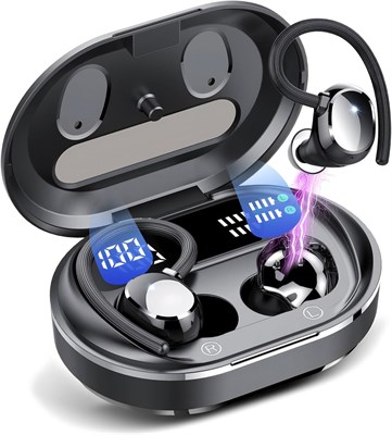Беспроводные спортивные наушники Garlo Bluetooth с шумоподавлением, микрофоном и функцией вызова, с заушными креплениями, водонепроницаемые, с 40-часовым светодиодным дисплеем, для тренировок и бега 1000031223