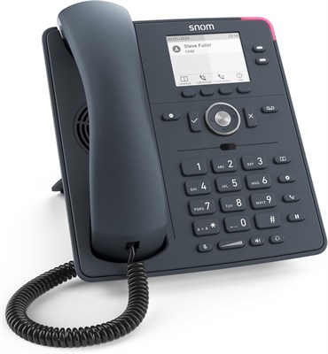 Snom D140 VoIP phone in the color "slate gray" features a 2.8-inch LCD screen, HD audio, 2 SIP identities, PoE Class 1, IPv4/IPv6, OpenVPN, programmable keys, and built-in Ethernet switch 1000032157