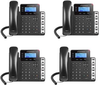 Набор Grandstream GXP1630 включает в себя 4 IP-телефона с поддержкой гигабитного Ethernet, 3 линии, 3 дисплея для отображения XML-информации, высококачественное звучание HD и функцию питания через Ethernet (PoE) 1000032205