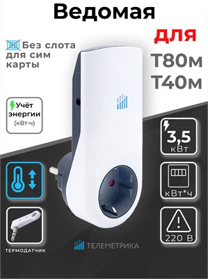 Розетка Телеметрика Т60 (Серия М) 16А обладает функционалом датчика температуры, таймера, расписания и контроля напряжения 1000032405