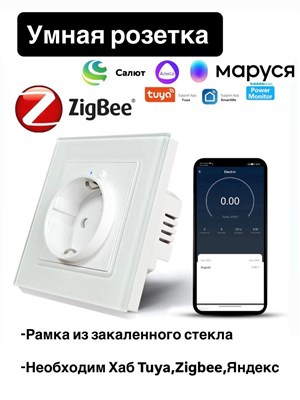 Белая умная встроенная розетка zigbee с функцией ретранслятора от tuya 1000032442