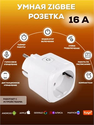Умная розетка Zigbee с максимальной нагрузкой 16 ампер, совместима с голосовым помощником Алиса 1000032461